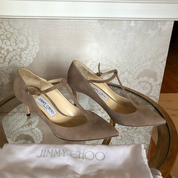 Jimmy Choo Suede T-Strap Heels - Picture 6 of 9